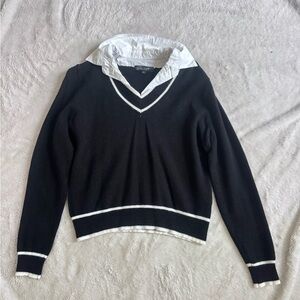 Chic Black and White V-Neck Sweater